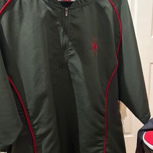 Nike Olive Green Zip Jacket with Red Logo Patch